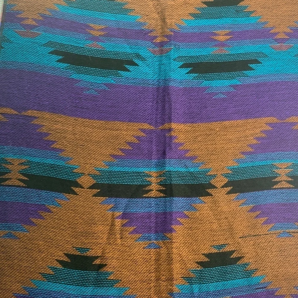 Southwestern aztec print scarf black, tan, purple and turquoise